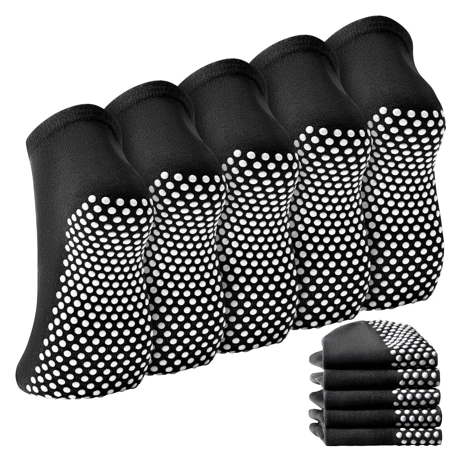 Non-Slip Grip Socks for Women, Men & Elderly - 5 Pairs Grippy Hospital Slipper Socks for Pilates, Trampoline & HomeGift