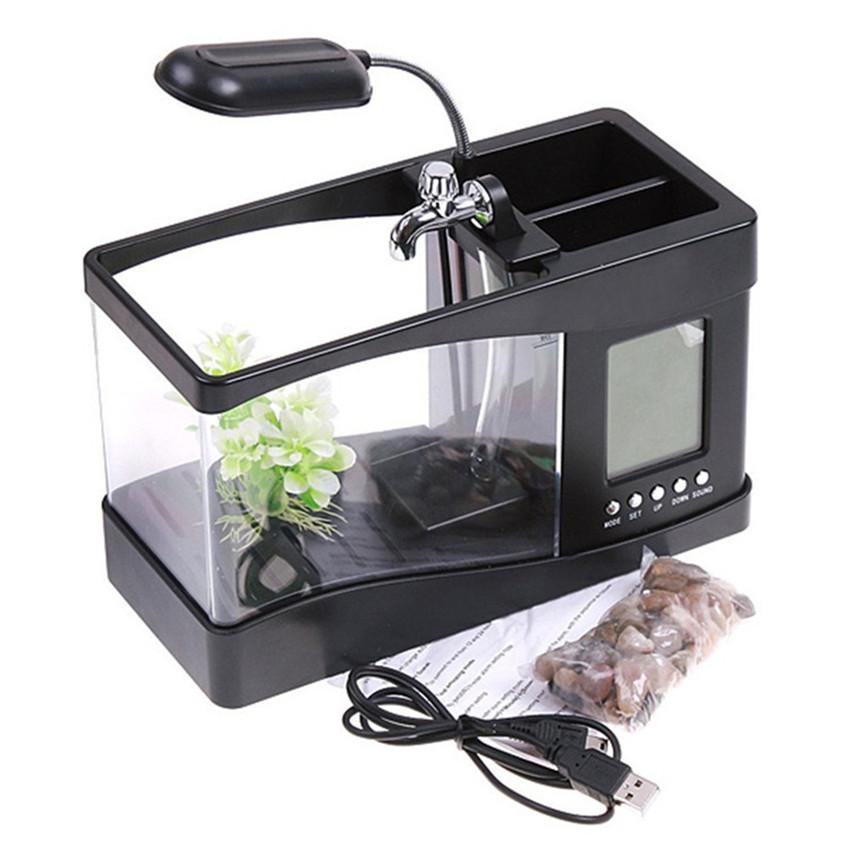 Mini Household Small USB Creative Fish Tank Aquarium Desktop Living Room Ecological Landscaping Goldfish Tank Gift
