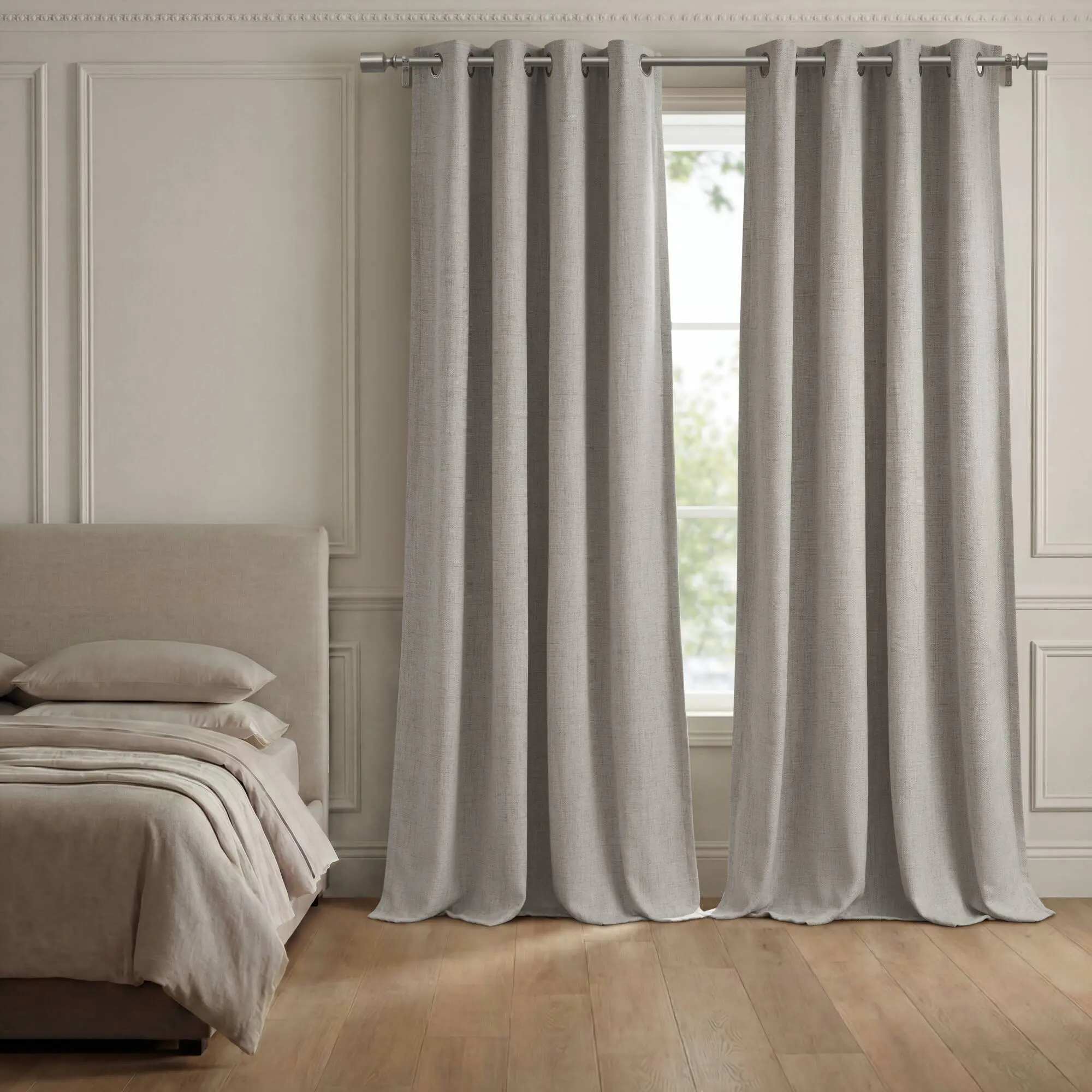 ARCH 2-Piece Total Blackout Curtain Panel Set 52x84 Inch 100% Polyester Grey Window Drapes for Living Room Bedroom Thermal Insulated Light Blocking Rod Pocket Curtains, Home Furniture and Household Product Search Terms for US Online Shopping
