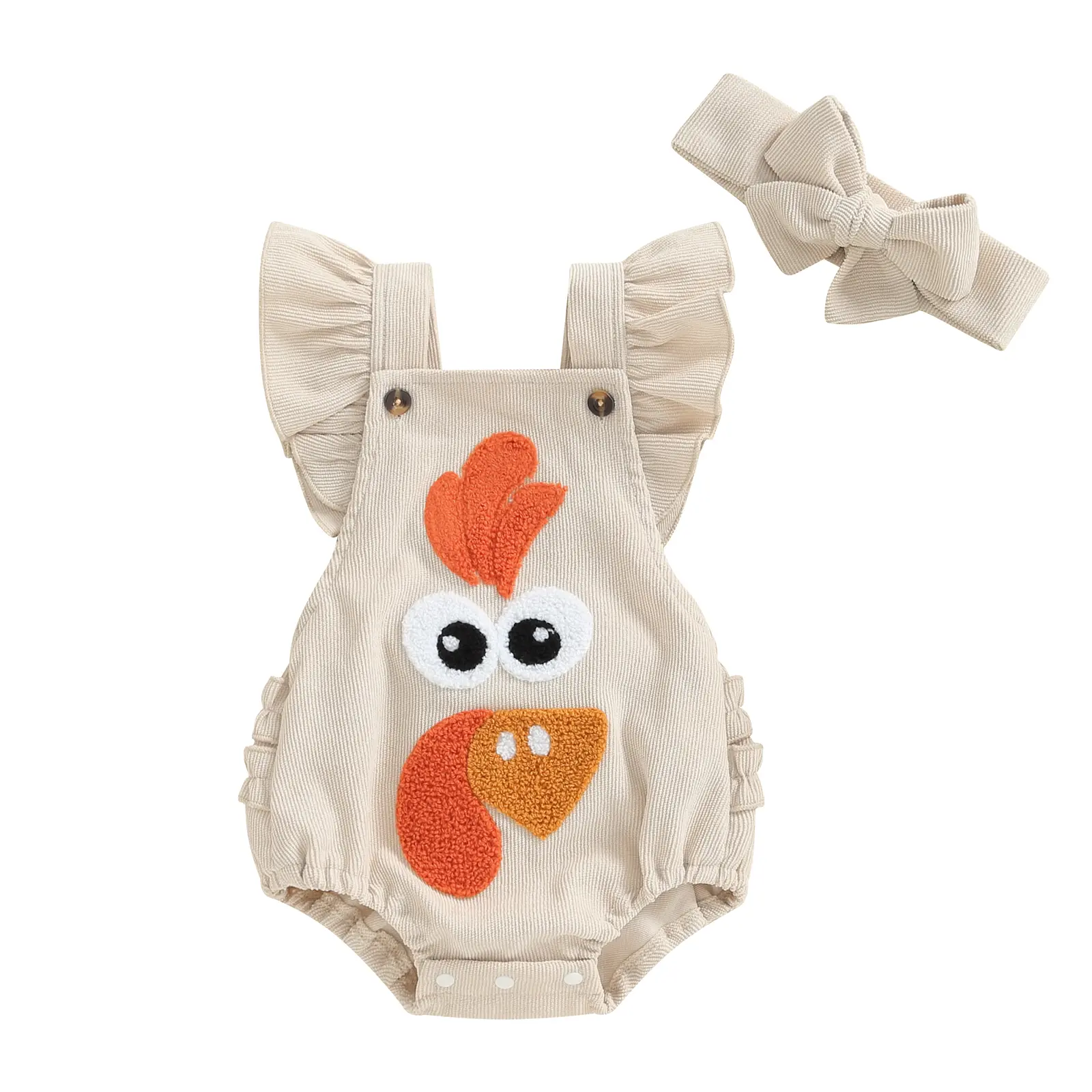 My First Thanksgiving Baby Girl Outfit Newborn Bubble Romper Bodysuit Corduroy Overalls Infant Clothes