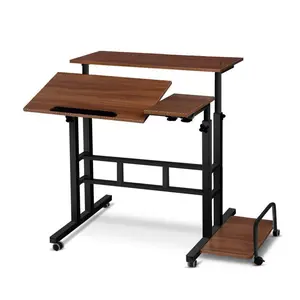 GARVEESmall Standing Desk with Wheels, Mobile Stand Up Desk, Portable Standing Table on Wheels for Walking Pad, Rolling Tall Computer Table Adjustable Height for Home Office School