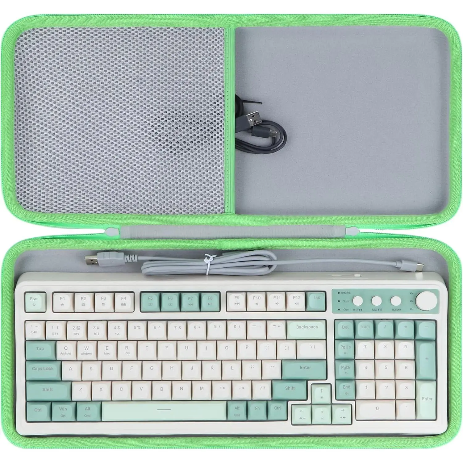 Minimalist EVA/Nylon Keyboard Protector Case with Mesh Pocket, Dustproof Cover Fits S99/F99 Aula Mechanical Keyboards