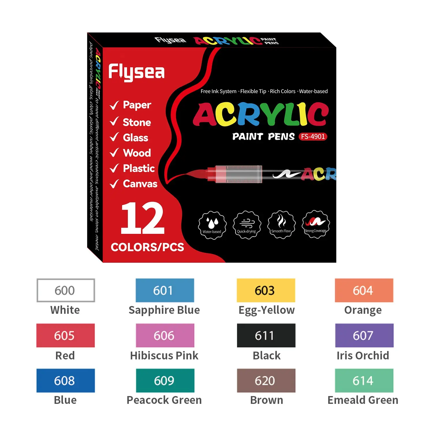 Acrylic Paint Soft Brush Markers Set, Soft Brush Tip, Automatic Ink Control, Paint Markers for Wood, Stone, Canvas, Glass, Fabric, DIY Crafts, Premium Paint Pens