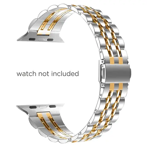 Stainless Steel Watch Band, Fashion Watch Band Smart Watch Strap Smartwatch Accessories Compatible with iWatch 38mm 40mm 41mm 42mm 44mm 45mm 49mm, Watch Band for iWatch 9/8/7/6/5/4/3/2/1/SE/SE2 Series (Band Only)