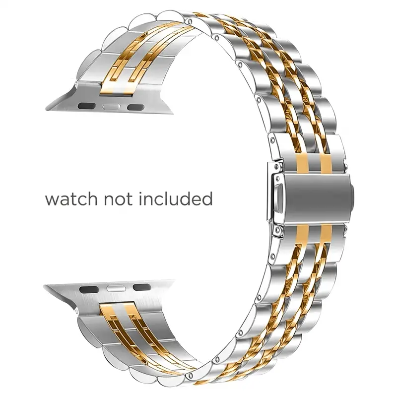 Stainless Steel Watch Band, Fashion Watch Band Smart Watch Strap Smartwatch Accessories Compatible with iWatch 38mm 40mm 41mm 42mm 44mm 45mm 49mm, Watch Band for iWatch 9/8/7/6/5/4/3/2/1/SE/SE2 Series (Band Only)