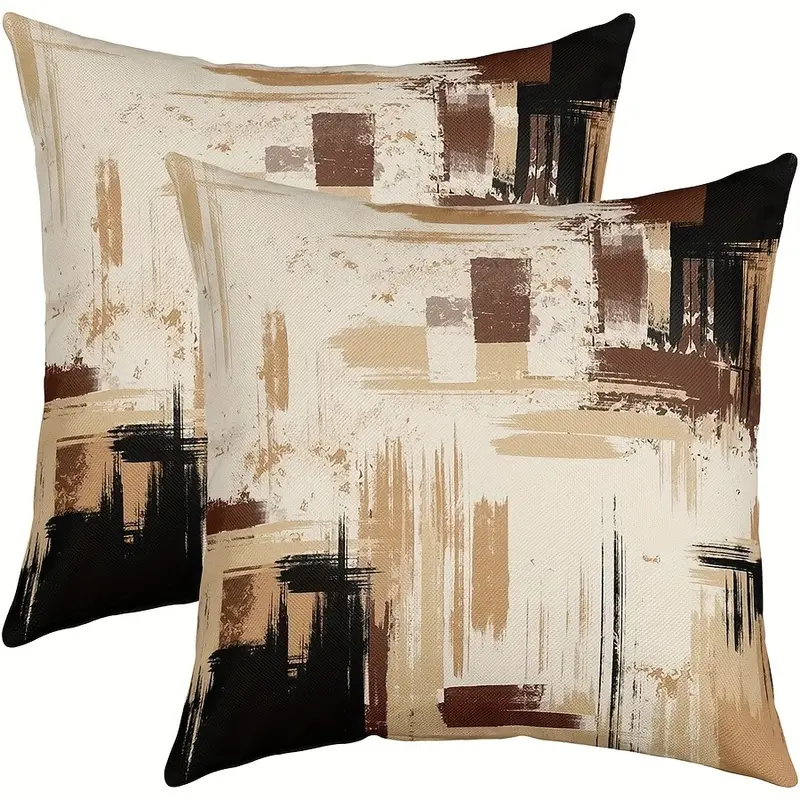 2pcs, Polyester Abstract Pillow Covers Modern Abstract Art Decorative Throw Pillow Covers Cases Home Decor Brown Grey Black Cushion Case for Couch Sofa Outdoor 16x16, 18x18, 20x20 (Single-sided, No Pillow Core)
