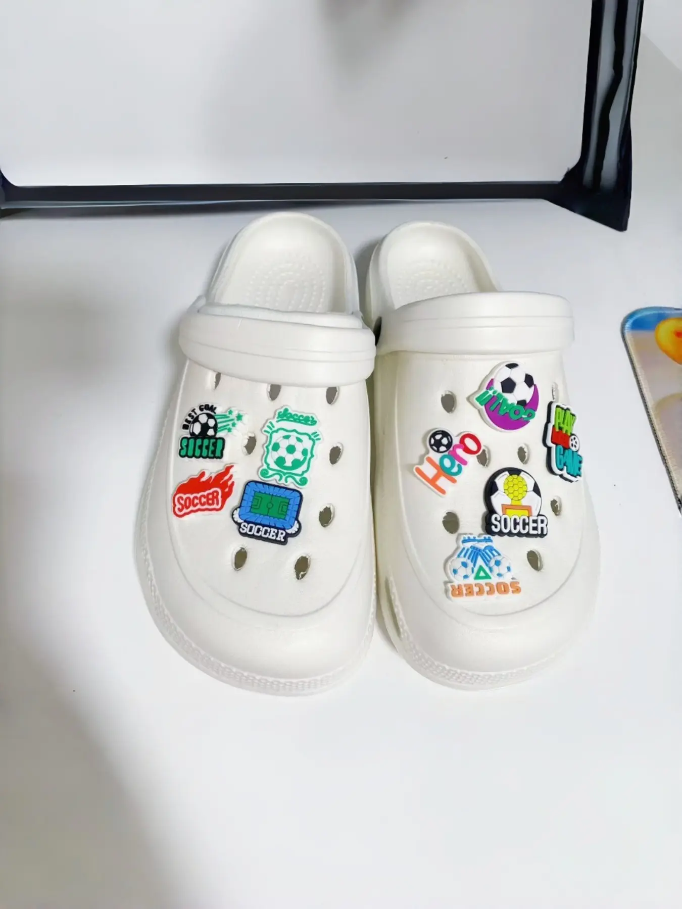 9pcs Cartoon Soccer Shoe Accessories, PVC Soft Gel DIY Detachable, Holiday Gift, All Seasons, Fun & Creative Design, Shoe Decoration Charms