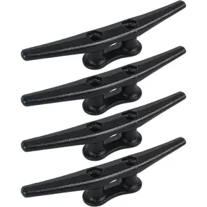 6Inch Boat Cleats, Hot Dip Galvanized Cast Iron Electrophoretic Coated Black Dock Rope Cleats for Deck Nautical Decor Piers Tying Boats, Hardware Not Included, Multiple Packs Available