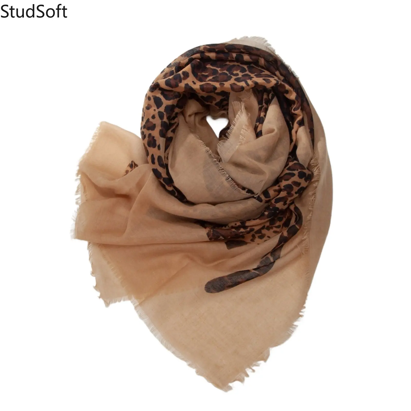 Leopard Print Scarf for Women, Vintage Soft Khaki Shawl & Wrap, Lightweight Large Pashmina Warm Stole Over Autumn Winter Neckwear Travel Accessories