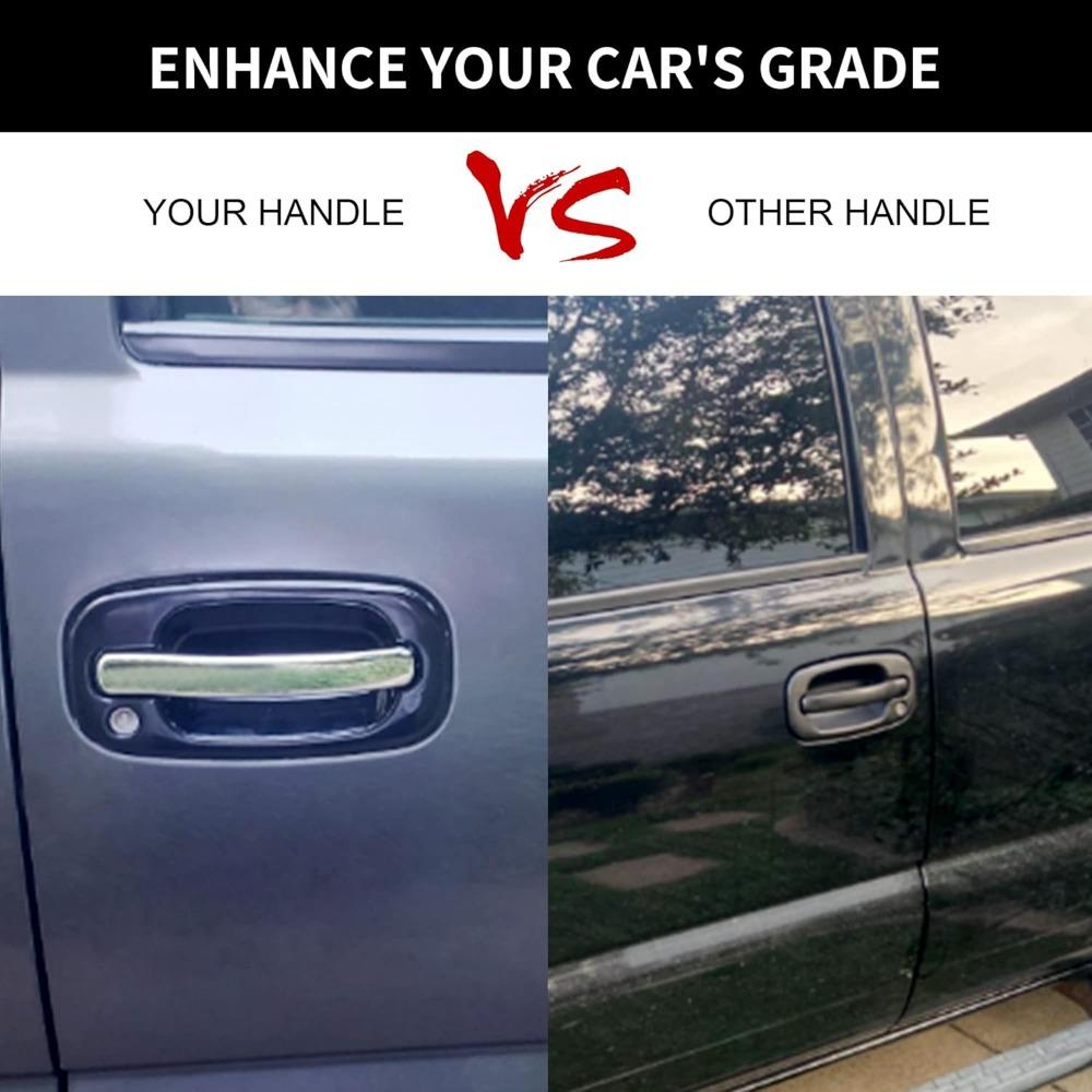 SUNDAY MIRTH Exterior Door Handles, Compatible With 1999-2007 Chevy Silverado,Suburban,Tahoe,Avalanche, GMC Sierra,Yukon,Escalade, Chrome Lever, Front Left & Right Side| Replaces# 15034985, 15034986