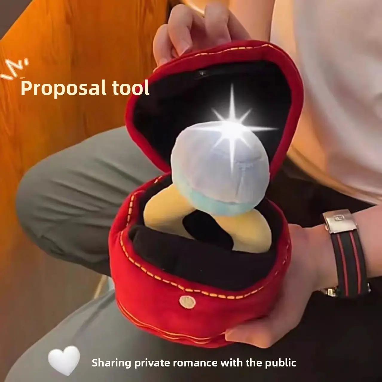 Popular diamond engagement ring plush toy set, huge stuffed toy
