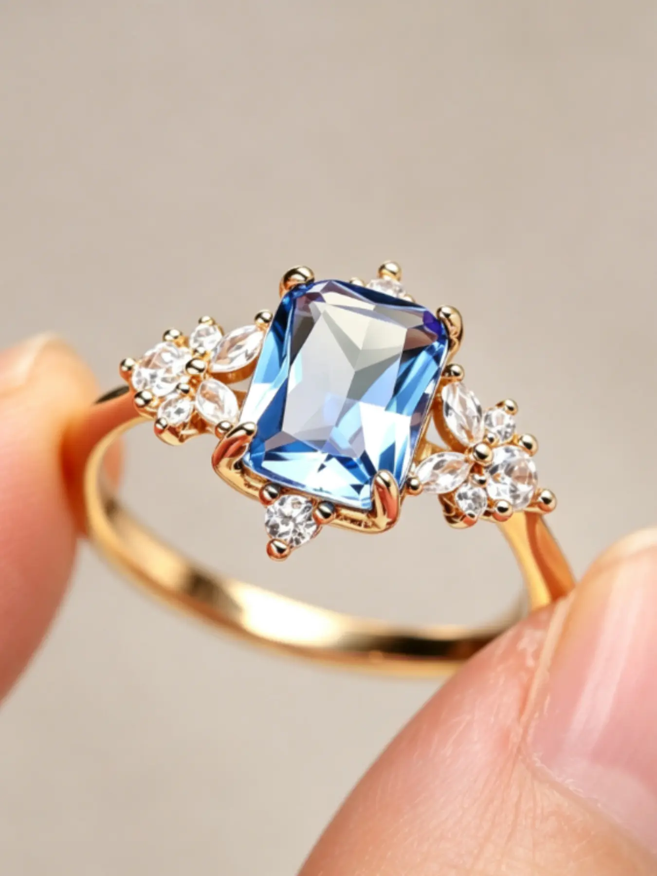 Super Shiny Tanzanite Blue Cut Marquise Flower Cluster Engagement Ring, Elegant Fashion Jewelry, Perfect for Weddings, Parties, Anniversaries