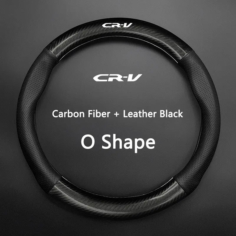 38cm High Quality Car Anti-Slip Steering Wheel Cover Carbon Fiber Leather Booster Cover For Honda CRV 2007 2015 2016 2017 2018 2019 2020 Accessories
