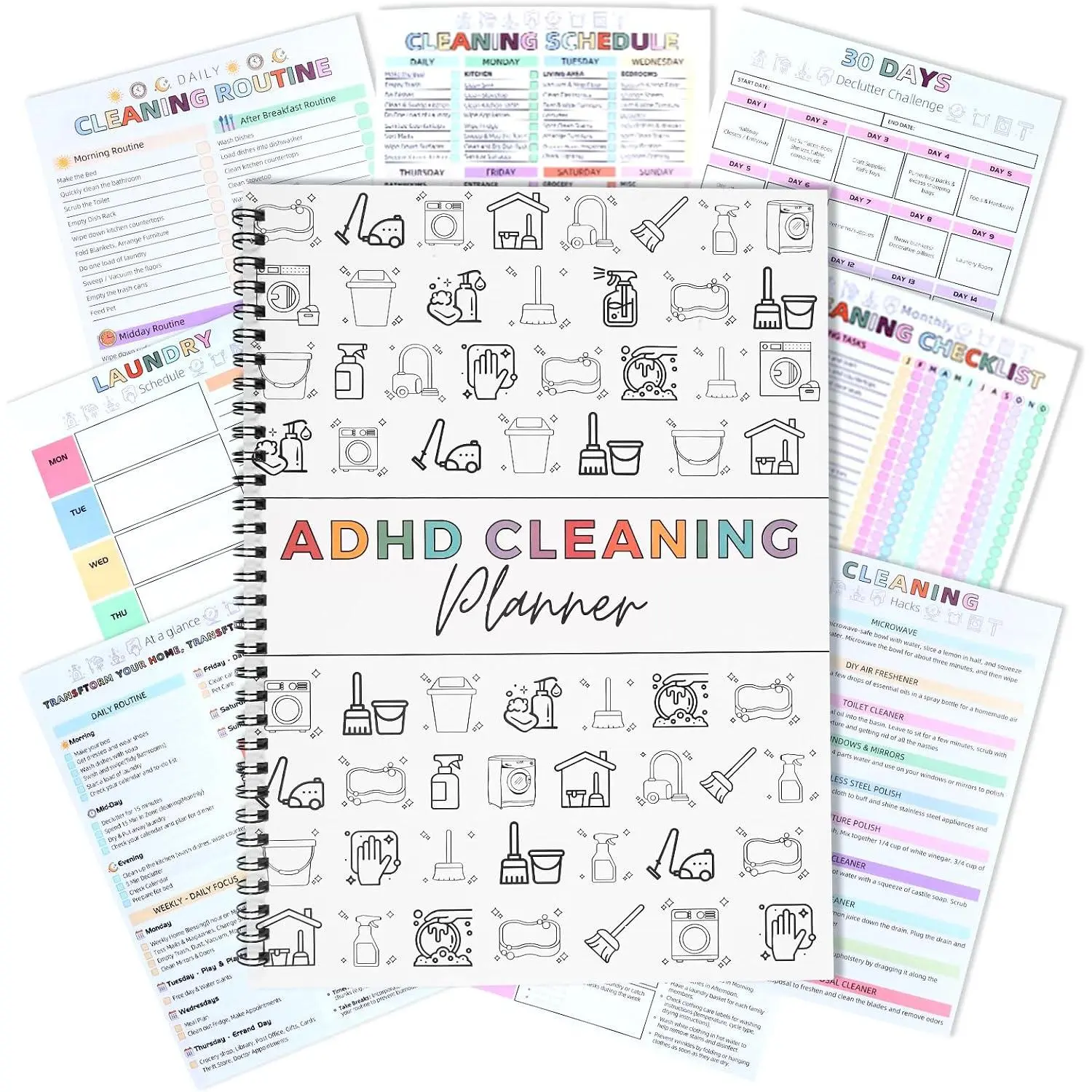 Cleaning Planner, Cleaning Schedule and Checklist Organizer, Daily Weekly Monthly Household Cleaning Planner, Chore Chart Notebook for , Family Cleaning Tasks, DIY  Improvement, Editable Template