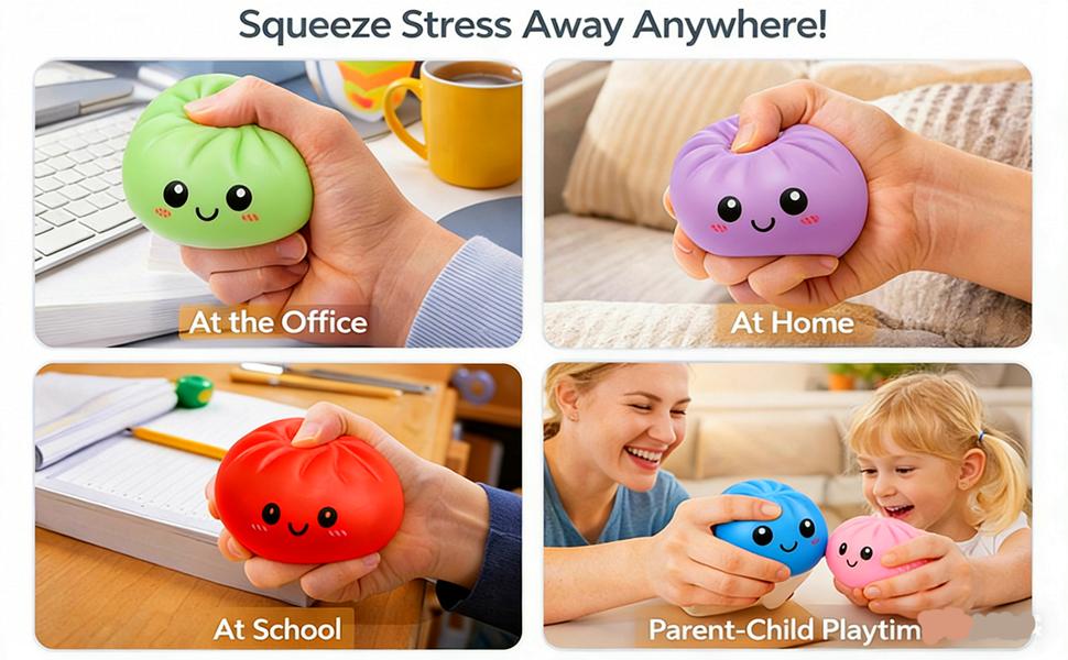 BINOK Dumpling Squishy Toy, Dumpling Squishy Mystery Box, Easter Basket Stuffers, Squeeze Dough Ball Stress Relief Hand Toys with Food Steamer Stretchy Desk Toys (Multicolor)