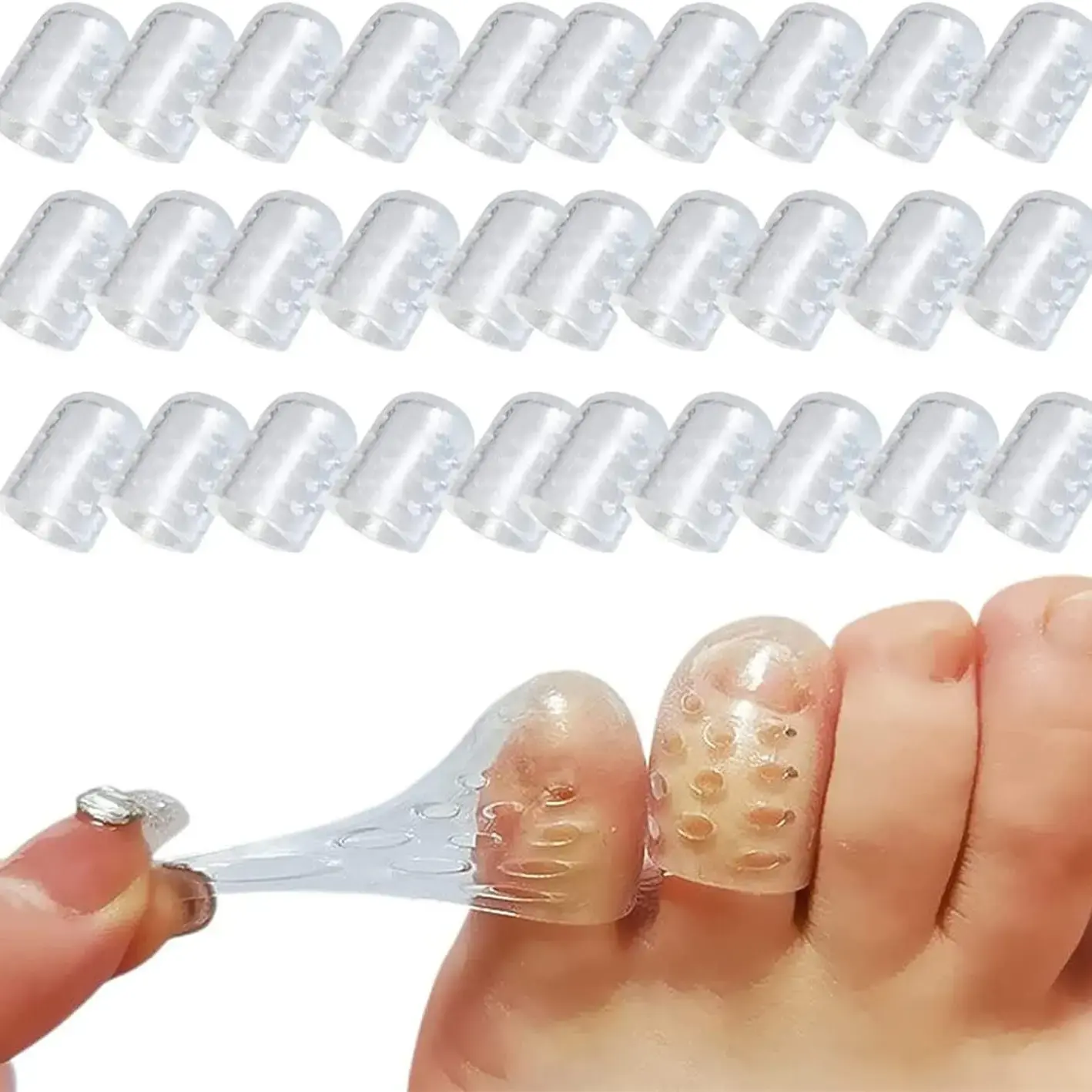 Silicone Clear Caps, 30pcs Anti-Friction Breathable Foot Protectors, Toe Caps for Blisters, Breathable Toe Sleeves for Toenails, Corns, Cuticles & Calluses, Foot Skincare Tools for Men & Women, Lightweight Shoe Protectors, Footwear, Foot Care Product