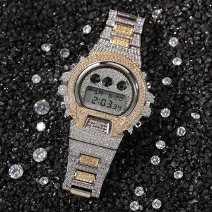 Unisex 18K White Gold Vacuum Plated Quartz Watch - 5A+ Sri Lanka Zircon, Digital Display, Mineral Glass Dial, Modern Trendy Watch, Classic Minimalist Sporty Style, Daily Wear Gift Idea