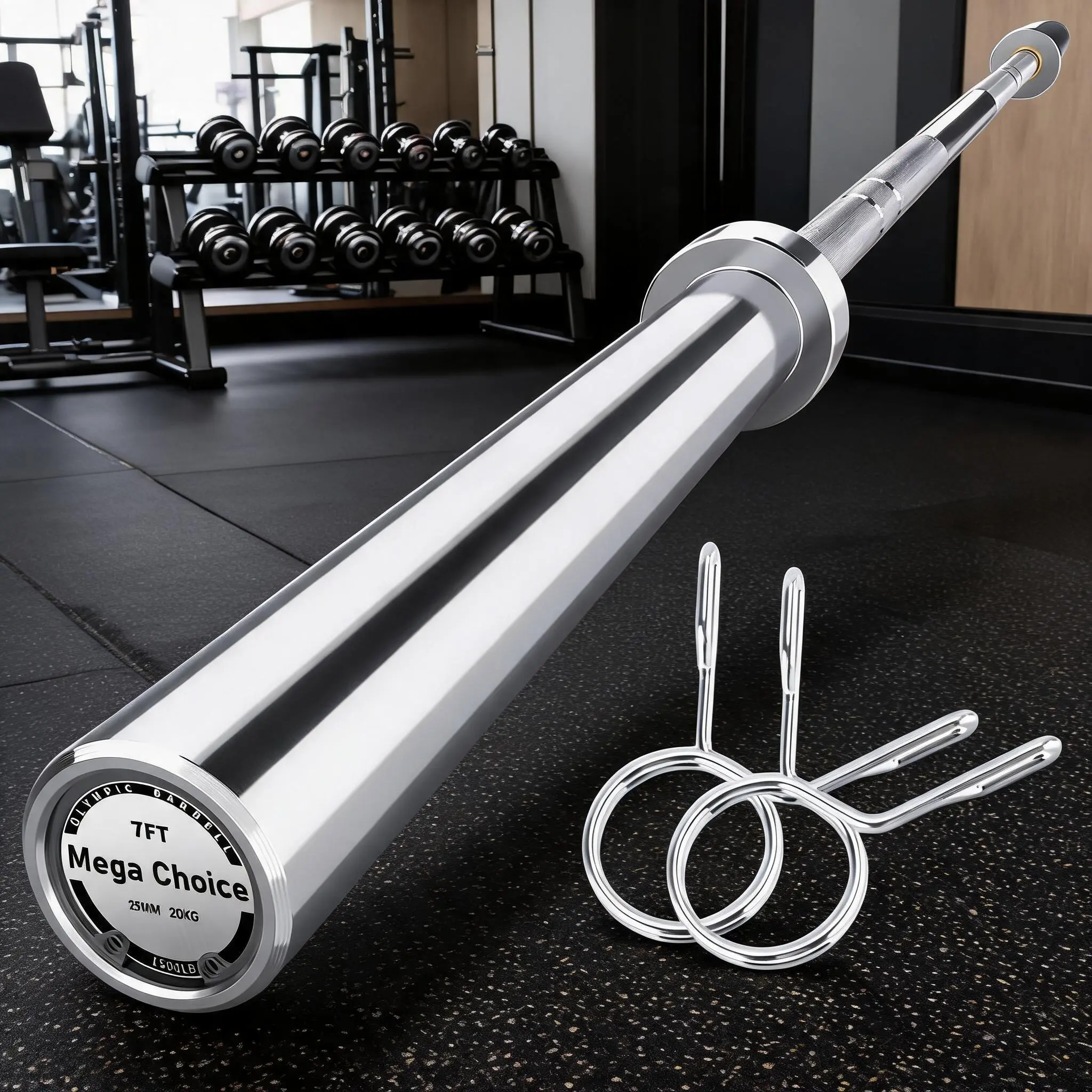 Alloy Steel Barbell Bar, 1500LB Capacity O-Lympic Barbell with Bearing Sleeves for 2" O-Lympic Plates, Powerlifting Bar for Squats, Deadlifts, Bench Press
