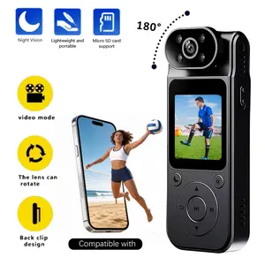 1080P Body Camera, HD Vlog Camera with WiFi Connectivity, 180° Rotating Lens & Night Vision, Magnetic Hands-free Wearable Camcorder, Loop Video & Voice Recording for Outdoor Sports, Travel & Daily Vlogging