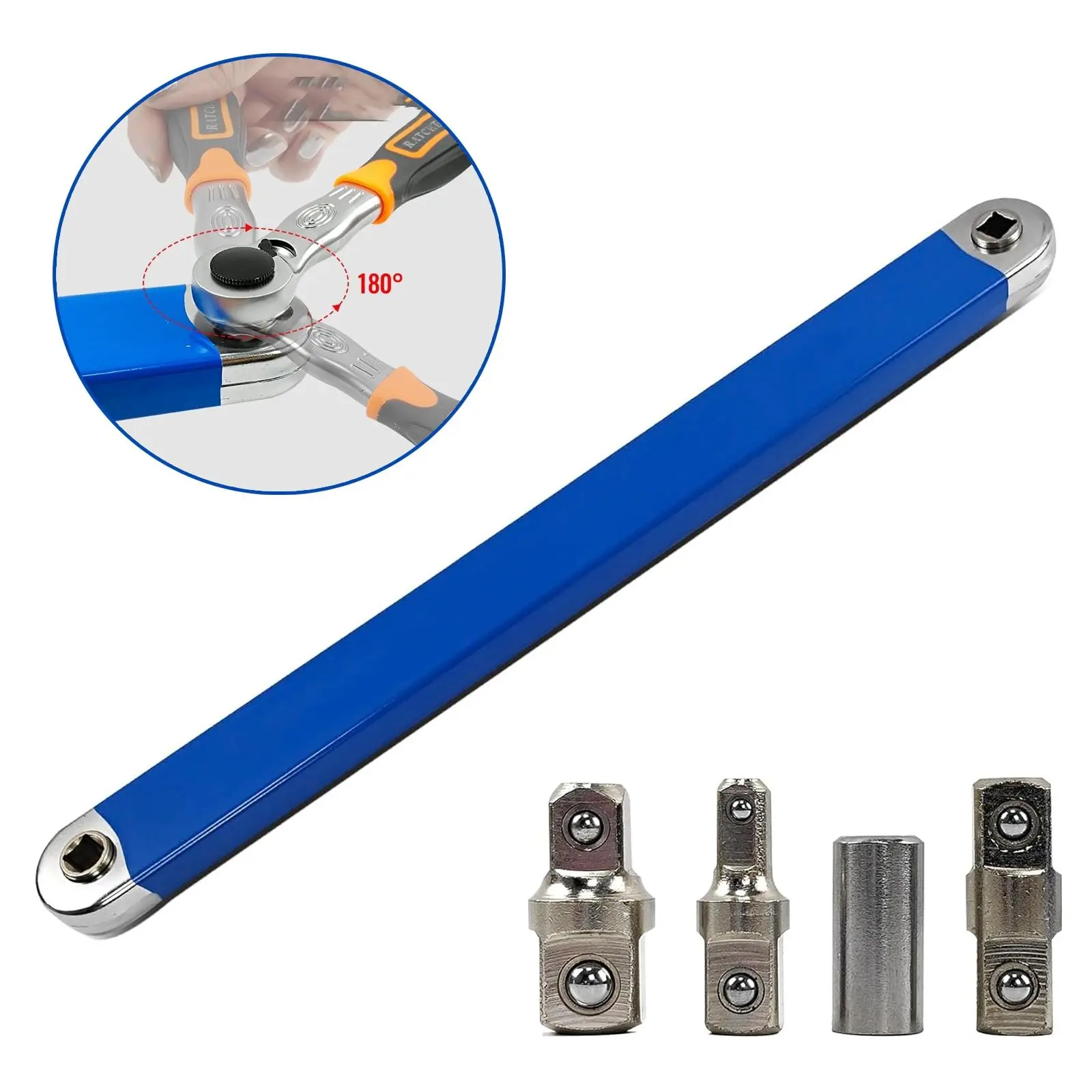 Impact Ready Offset Extension Wrench,Tight Reach Extension Wrench Set with Versatile 1/2" 1/4" and 3/8" Square Drive Adapters Universal Extensions Wrench for Small Place Reach Fasteners.