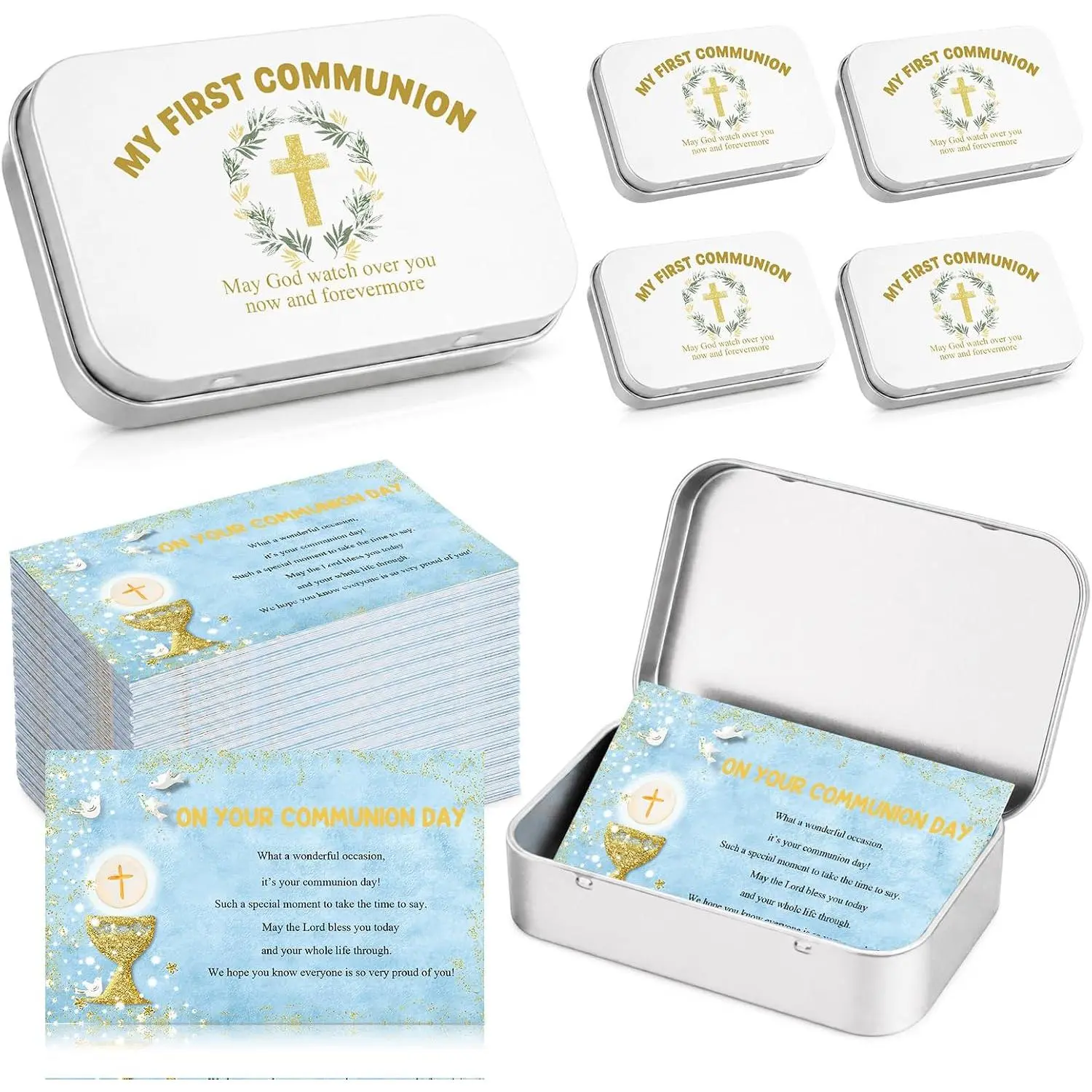 12 Set First Communion Gifts First Holy Communion Box with Christian Cards Baptism Gifts for Church  Christening