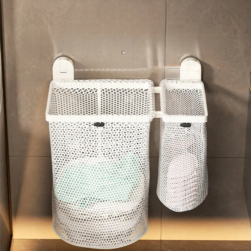 Foldable Suction Cup Dirty Clothes Basket, Wall-Mounted Bathroom Laundry Bin, Space-Saving Storage for Dirty Clothes, No Drilling Required