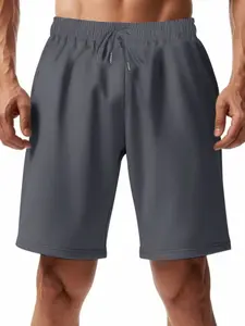 Men's Summer Breathable Amikko Drawstring Loose Fit Three-Quarter Pants, Casual Plain Surface Unlined Shorts for Deep Squat and Jogging