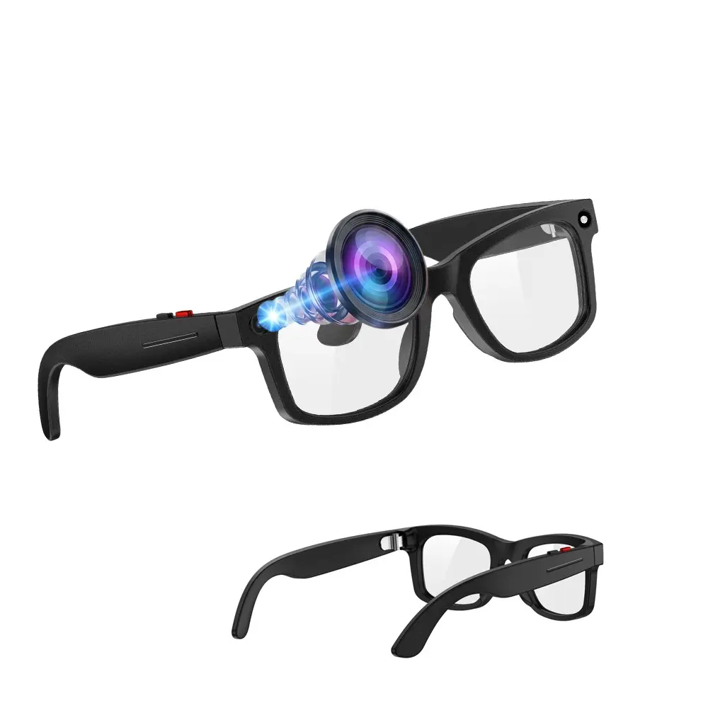 Men’s AI Smart Camera Glasses with Camera, 2MP Anti-Shake Camera, Video Recording,UV400 lenses, 290 Mah Battery, AI Translation, Hands-Free Calls, Music Control, 3 Lenses Total (Transparent Anti-blue + Sunglasses +Brown )