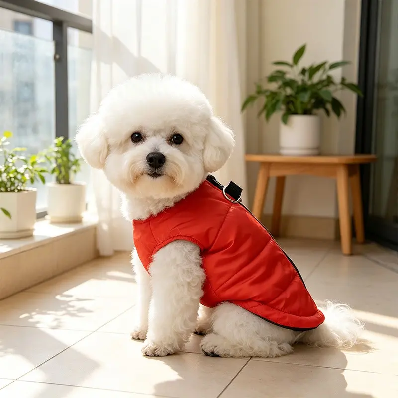 Warm Thick Pet Clothing, Stand Collar Pet Jacket, Practical Cat Dog, Back Zipper Design, Dual D-Ring Harness, Multiple Sizes