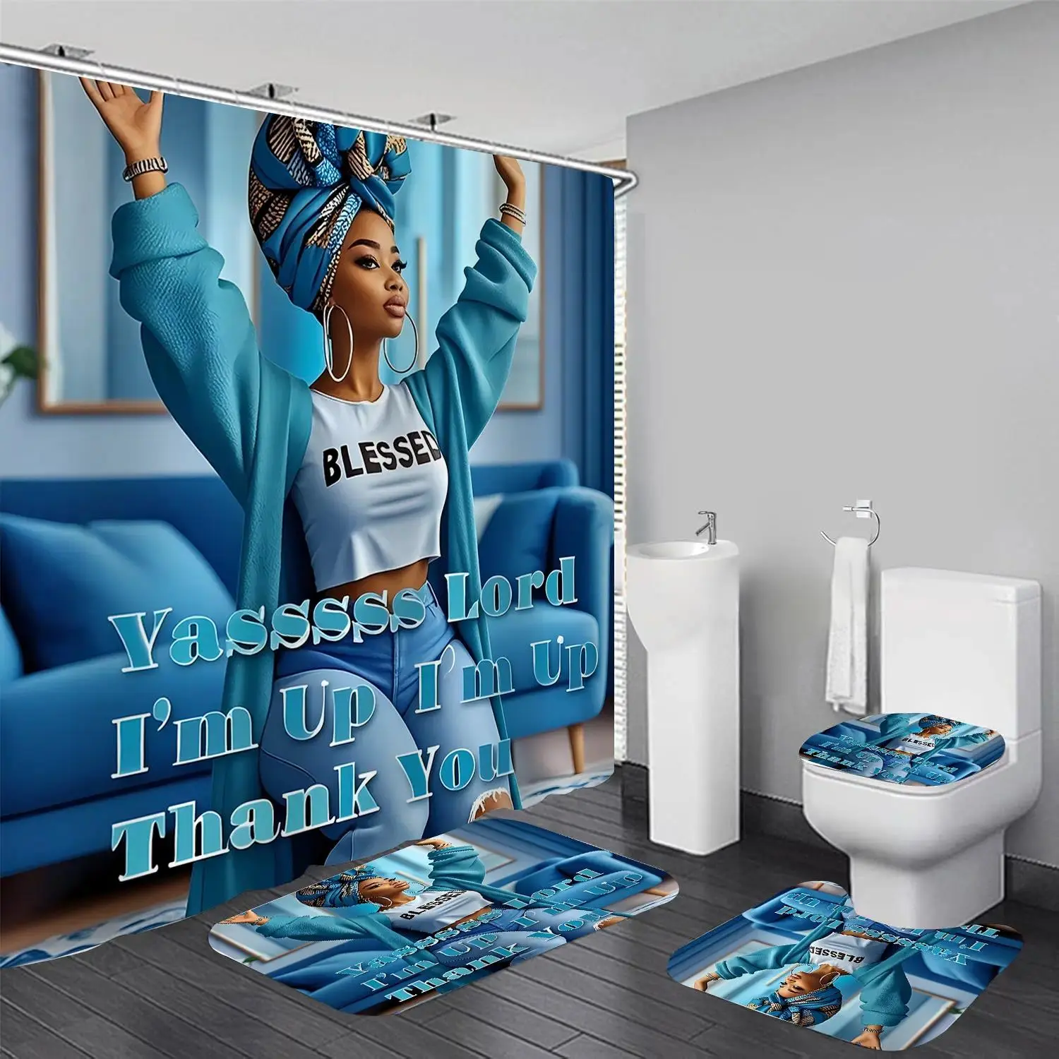 Beautiful Girl Summer Unique Elegant Polyester Cloth With 12 Hooks Shower Curtain For Bathrooms Waterproof Quick Drying Machine Washable Home Bathroom Decor Shower Curtain Sets for Bathroom