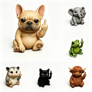 Fun Mini Middle Finger Resin Animal Statue - Handheld Collectible Decor, Humor Gag Gift for Desktop & Office, Cute Kawaii Figurine for Car Home Decoration ornament christmas unique funny room artificial