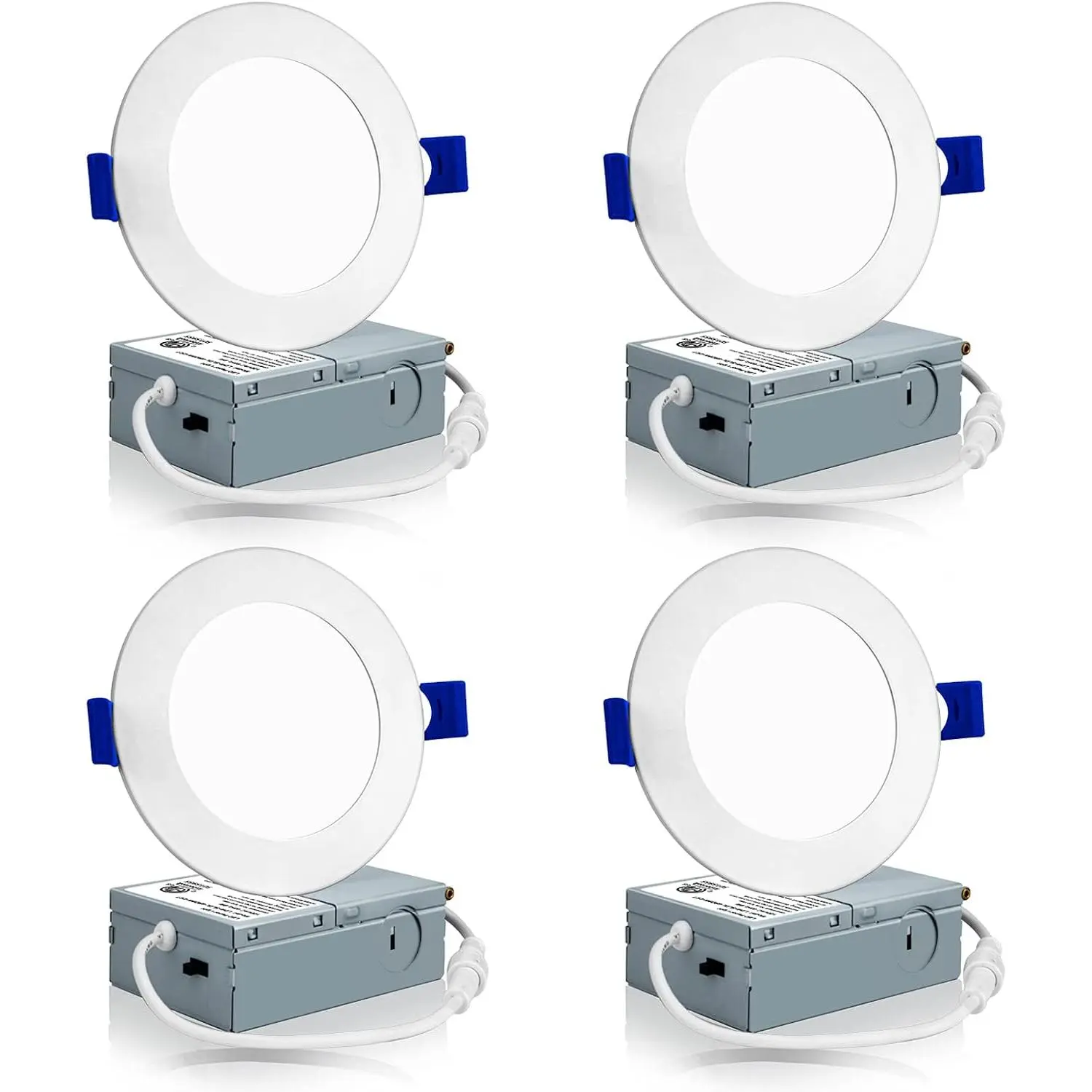 4 Pack 4 Inch LED Recessed Ceiling Light with Junction Box, 3000K/4000K/5000K Selectable, 9W=75W 750LM, Dimmable Canless Downlights, ETL and Energy Star Listed