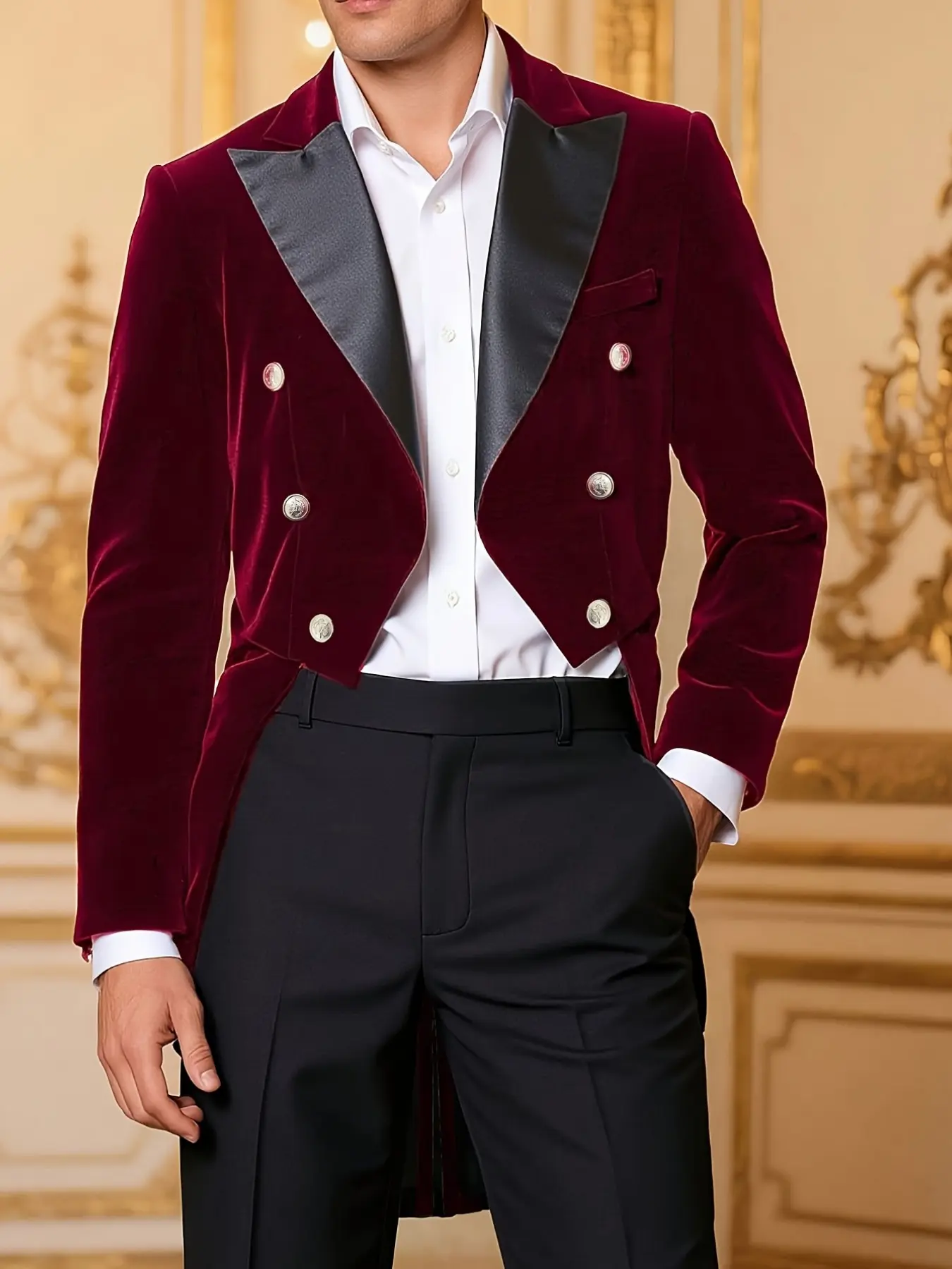 2026 New Medieval Jacket, Party Evening Gown, Medium-Length Solid Color Tailcoat, Perfect for Dance Parties and Formal Events