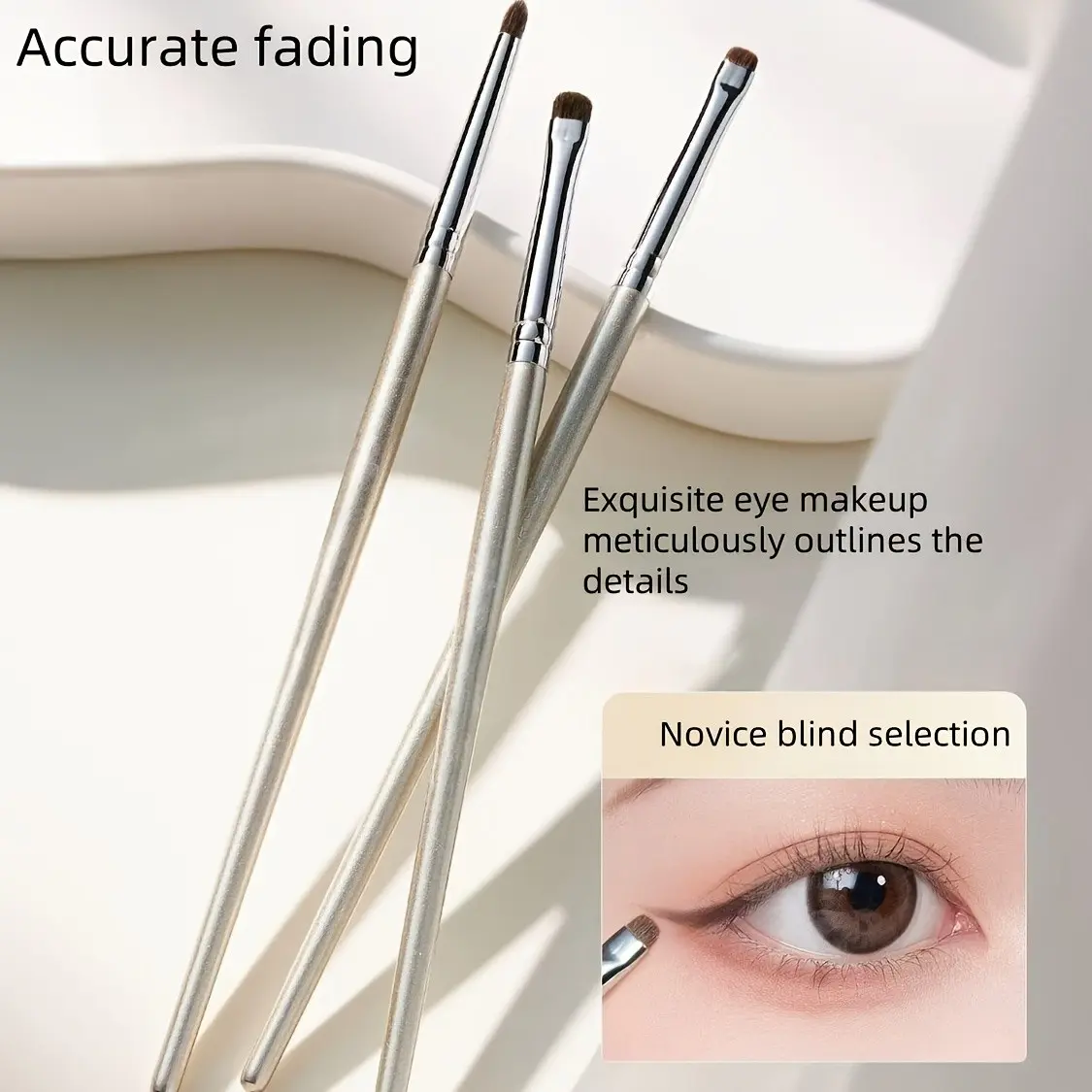 3Pcs Eye Detail Makeup Brush Set, Eye Brush Kit, Mini Precision Blending Tapered Brushes for Eyeshadow, Concealer & Eyeliner, Portable Beauty Tools