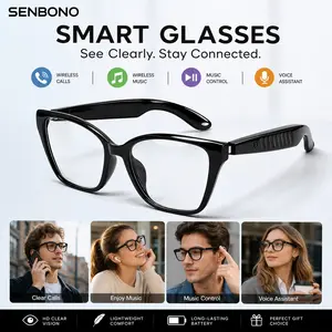 Senbono Touch Control Smart Glasses with Voice Assistant Wireless call Wireless Music Fashion Design,Perfect for Business, Travel & Daily Wear