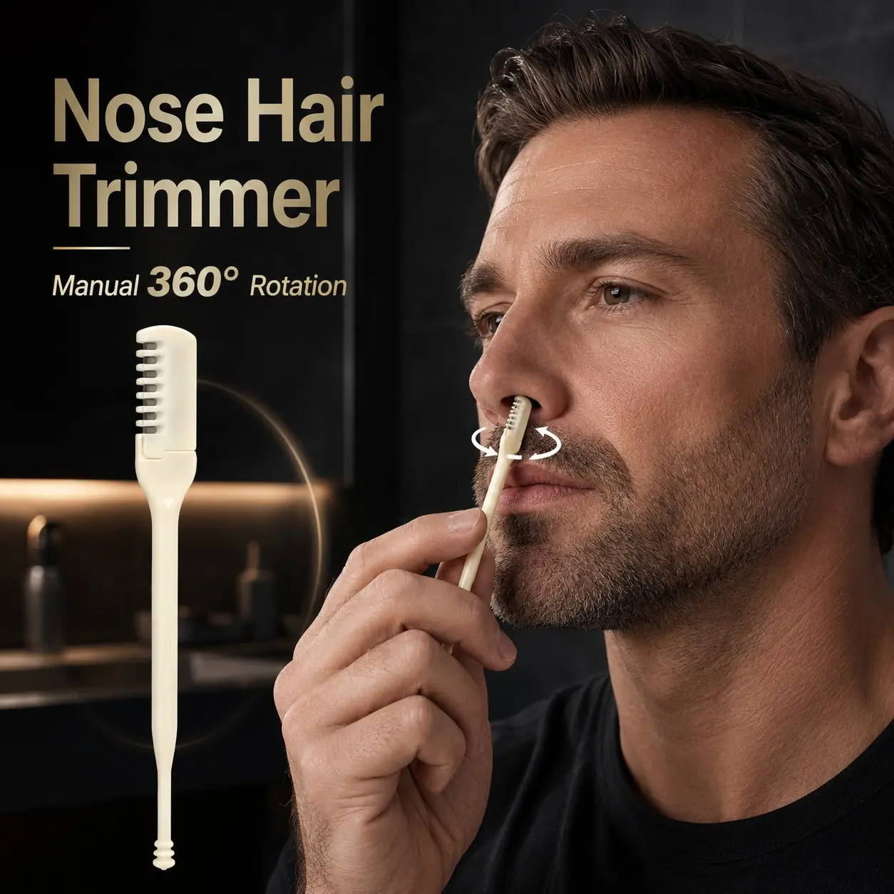 6/12/20pcs 2-in-1 Manual Nasal Hair Remover and Ear Cleaner, 360° Rotating Double-Sided Nose Hair Trimmer, Washable Travel Grooming Tool for Men Women, Painless Look, Christmas Halloween Gift, Mom Wife Girlfriend Birthday Mother's Day Fathers Day Gift