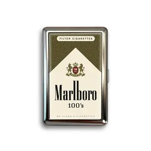 Retro Beige Cigarette Case, Classic Pack Inspired Metal Card Holder, Portable Pocket Storage Box