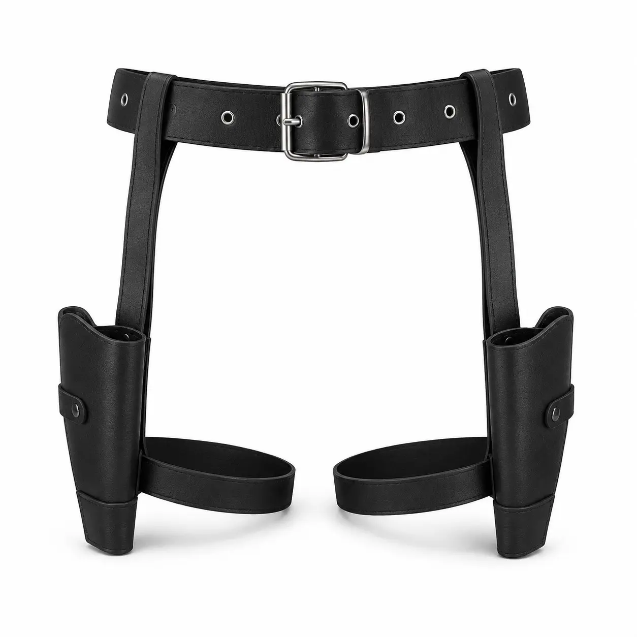 Synthetic Leather Dual-Sided Thigh Holster Belt, Adjustable Waist and Leg Rings, Cosplay Halloween Costume Larp Music Festival Accessory