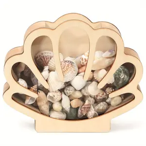 Wooden Shell Display Box, Beach Theme Souvenir and Collectible Shadow Play Box, Ideal Graduation Gift for Dorms and Coastal Home Decor