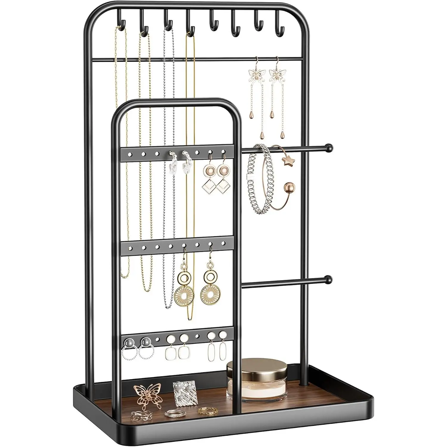 Holder Stand:  Display for Necklace, Bracelet, Earring, Ring, Black