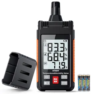 HT607 Temperature Humidity Meter  Digital Hygrometer with Ambient, Relative Humidity, Dew Point, Wet Bulb Thermometer, Min/Max Hold, LCD Backlight with Cover Protector