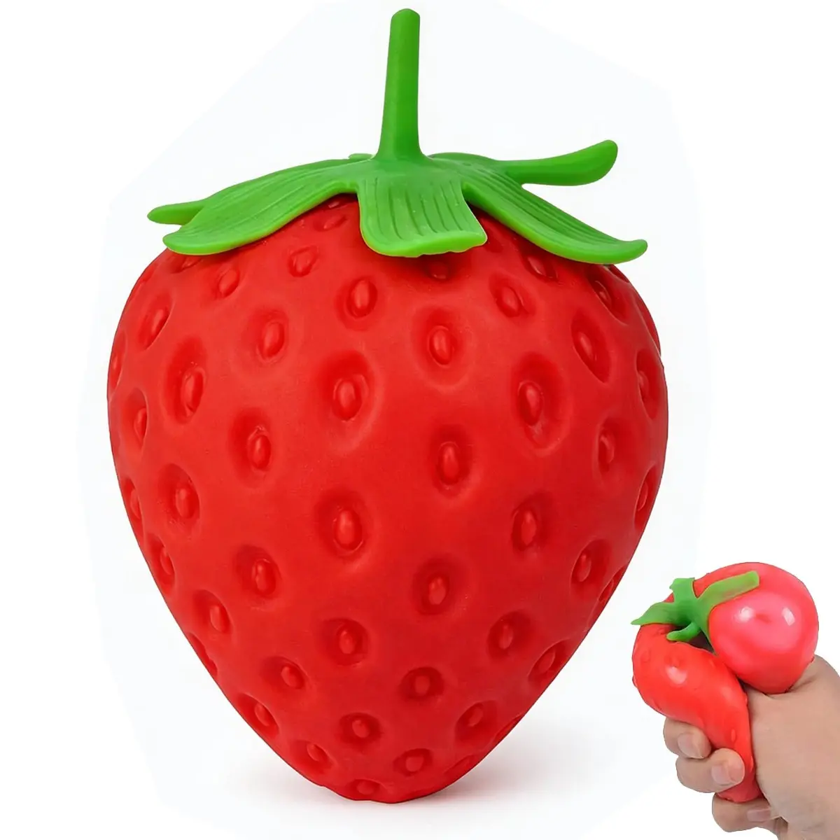 Strawberry Squishy, Realistic Strawberry Stress Ball Cute Strawberry Squeeze Toys, Upgrade Fruit Squishies, Stress Relief for Office Workers, Anxiety Relief, Focus Improvement
