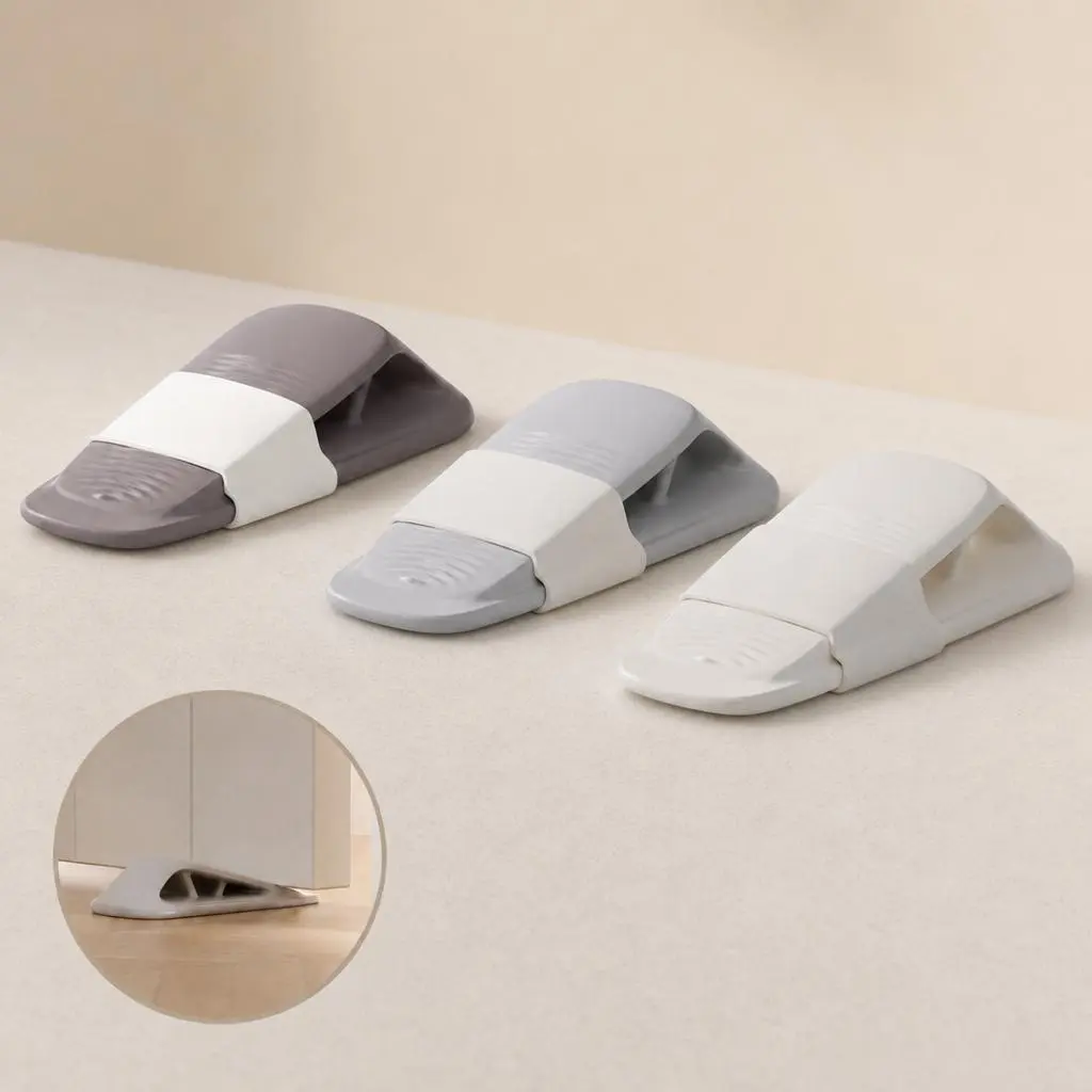 Rubber Door Stoppers for Bottom of Door, Heavy Duty Door Stop Wedge with Holder, Non Slip Floor Doorstop with Wall Protector, Keep Door Open for Home, Office, School, Dorm, Apartment, Hotel, Shop and Commercial Use