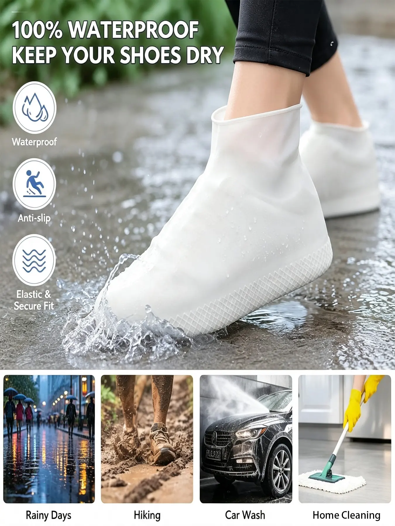 Waterproof Anti-Slip Thickened Durable High Elasticity Shoe Covers, Ideal for Outdoor Rainy Days and Daily Commute