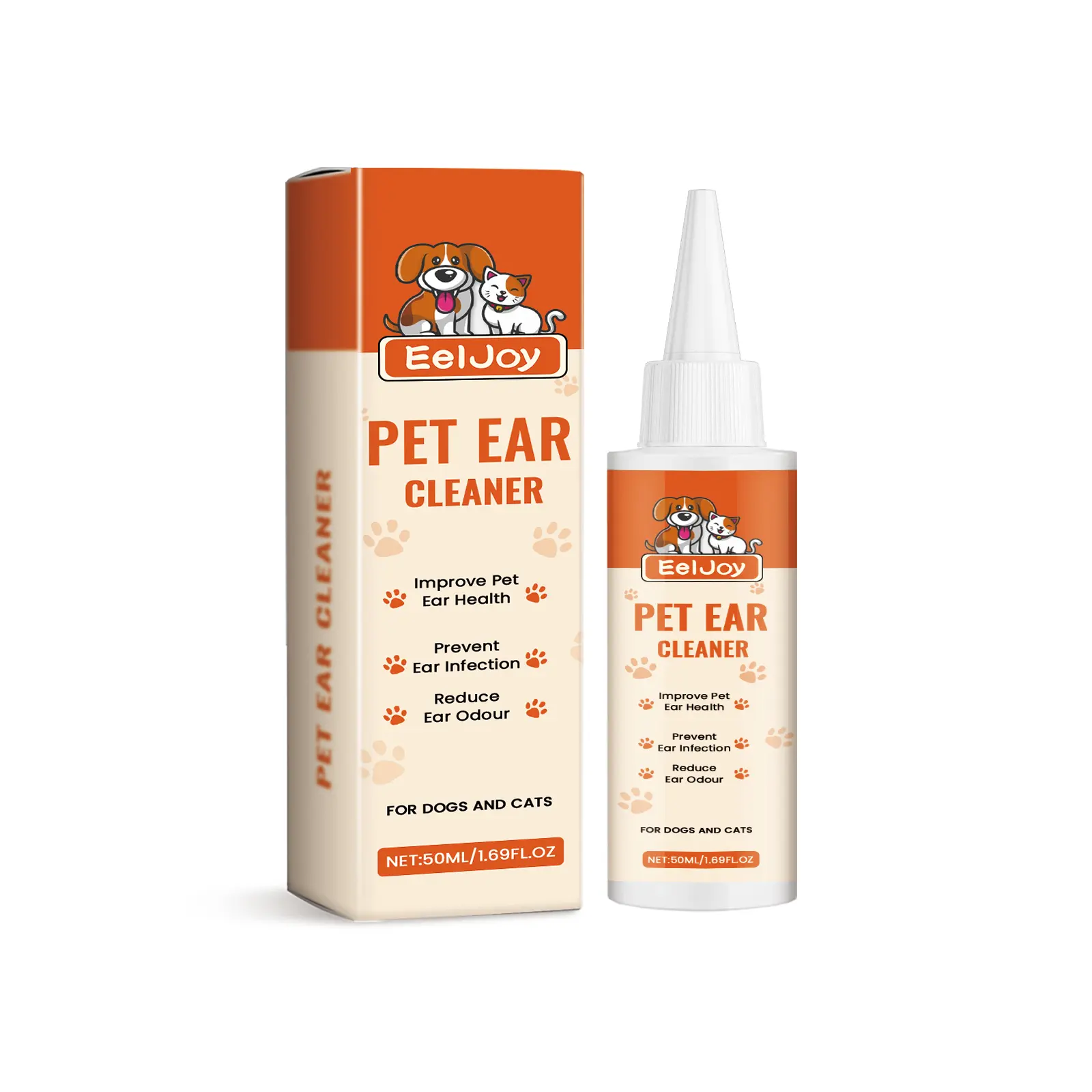 EelJoy Ear Cleaning Solution for Dogs & Cats - Gentle Formula, Removes Ear Wax, Deodorizing, Cleans & Deodorizes Dog & Cat Ears, Pet Grooming Supplies