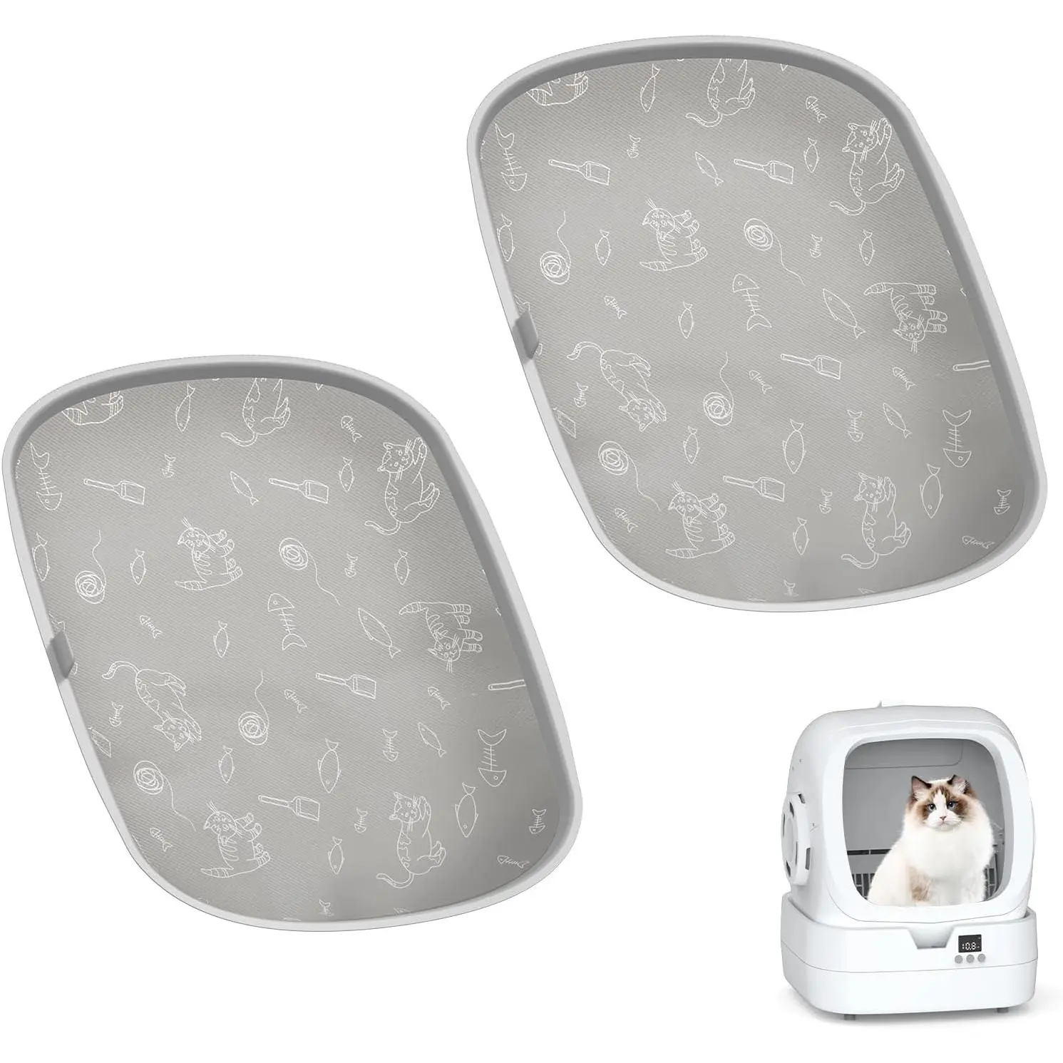 Designed Waterproof Pads for the Bottom of Automatic Litter Box Rollers; Waterproof, Tear-Resistant, Easy to Clean and Replace (Two Pack)