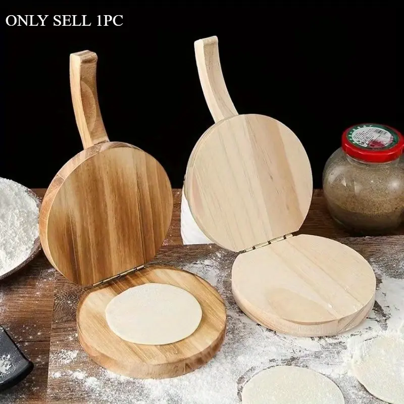 1pc, Meal Preparation Tools, Household Cooking Gadget, Tortilla Press, Wooden Tortilla Maker, Household Quesadilla Maker, Dumplings Skin Press, Burger Press Mold With Handle, Dough Press, Kitchen Gadgets