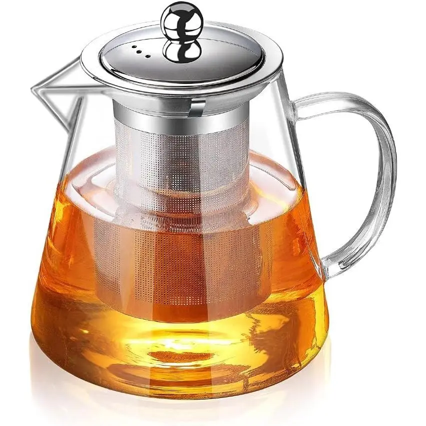 TMOST 1300ml/43oz Stovetop Safe Glass Teapot with Infuser, Tea Maker Set for Blooming and Loose Leaf Tea