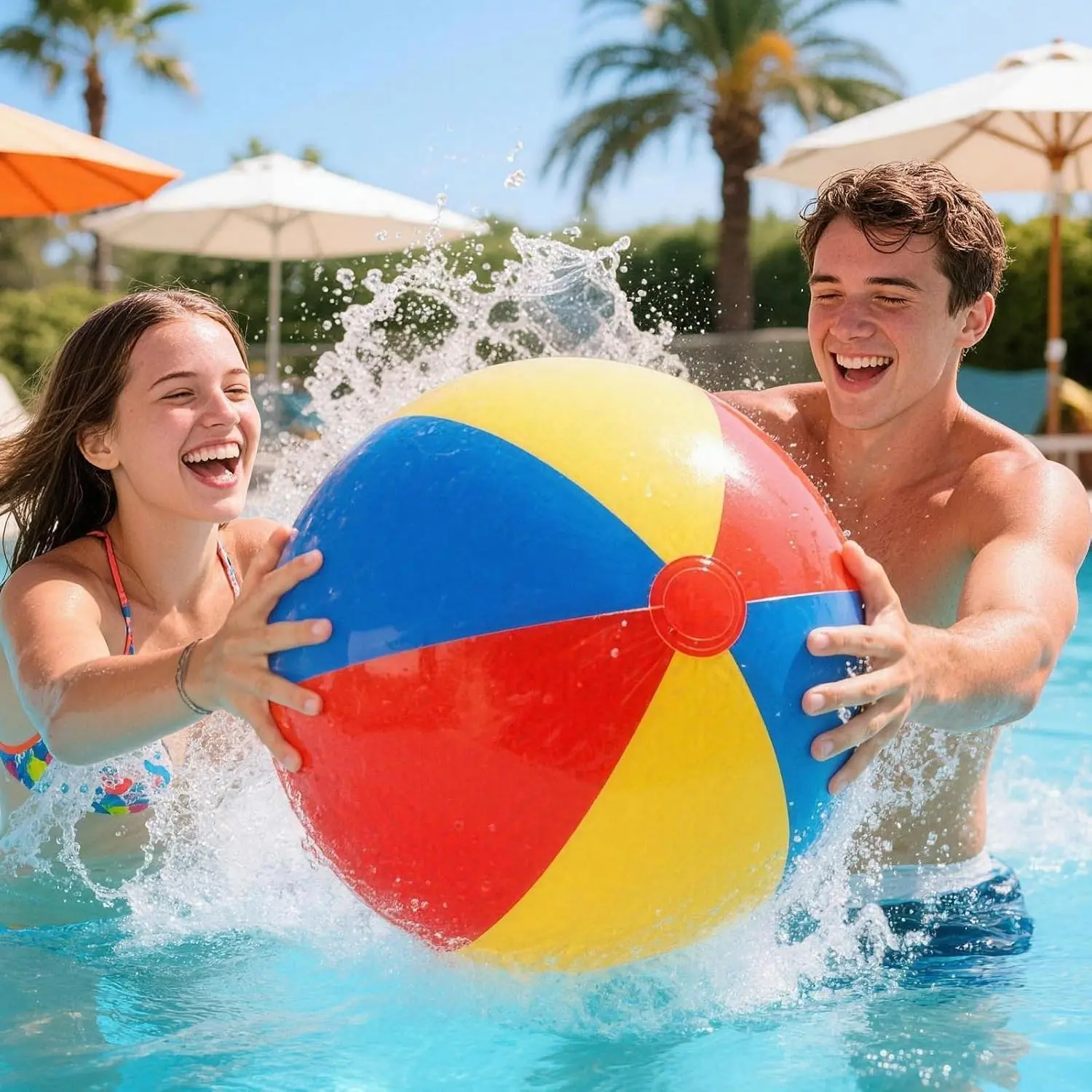 Giant Inflatable Beach Ball made of thickened PVC, wear-resistant and air-leakproof. Ideal for beaches, swimming pools, summer parties and parent-child activities, a must-have for outdoor summer fun, Bubble Ball Wubble Ball, Inflatable Balls