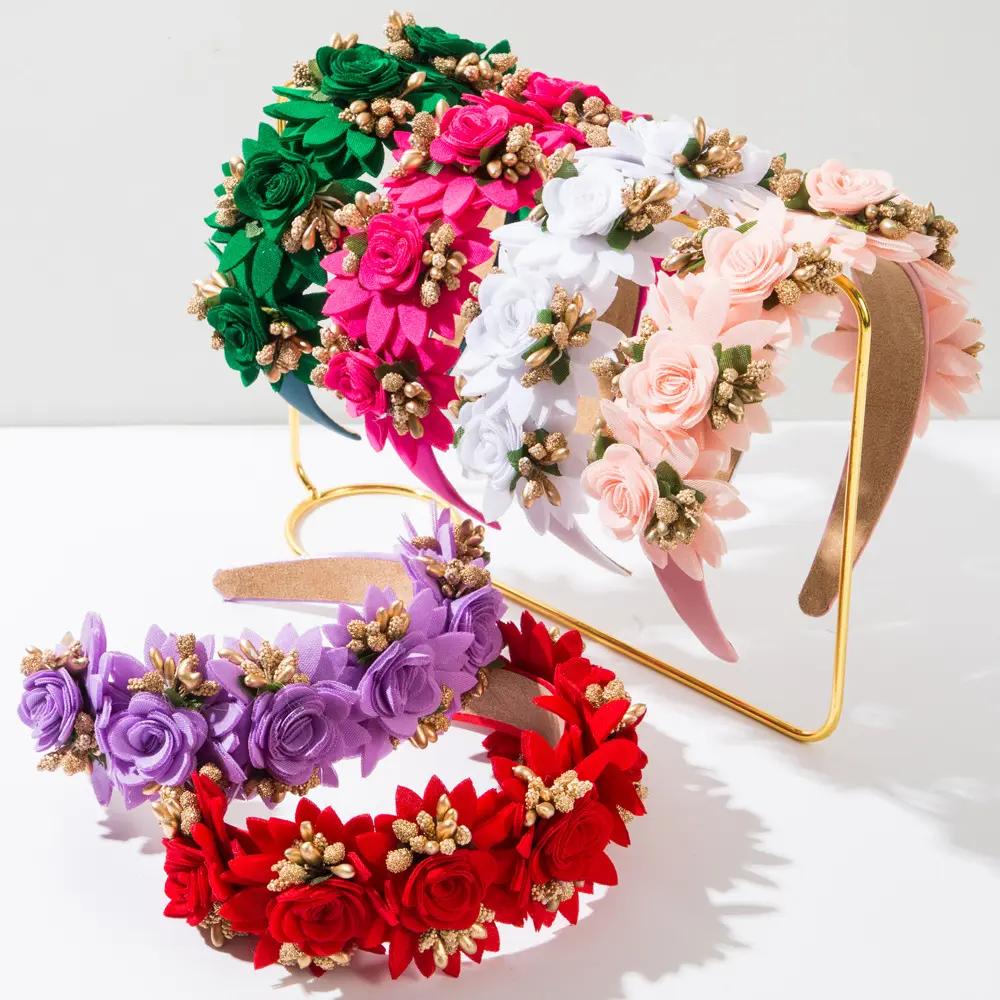 Blue Flower Headbands for Women Girls Fairy Boho Floral Headband Bridal Flower Headpiece for Wedding, Birthday, Photo Shoot & Daily Wear Artificial Flower Hair Accessories